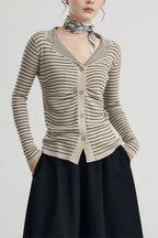 French Stripe Knit Cardigan