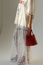 Jacquard Lace High Waist Maxi Skirt