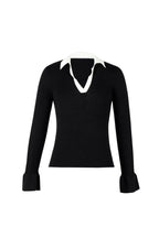 Contrast Collar Black Sweater
