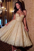 Metallic Lace Corset Tulle Prom Dress