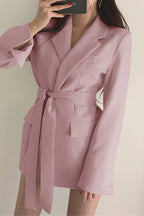Belted Loose Fit Straight Blazer