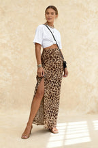 Elegant Leopard Print Slim ALine Skirt