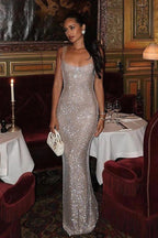 Sequin Spaghetti Strap Party Dress