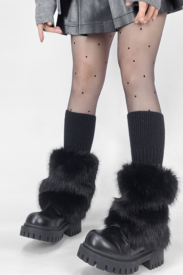 Chunky Ribbed Faux Fur Leg Warmers