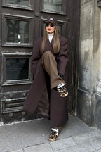 Classic Double-Breasted Lapel Long Overcoat