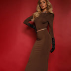Billowing Maxi Dress Brown