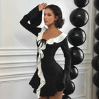Ruffle Charm 2.0 Mini Dress Black