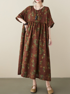 Music Of Love Cotton Round Neck Smock Dress