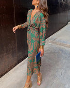 Claudia Timeless Long Sleeved Dress with Floral Print Elevated Occasion Wear