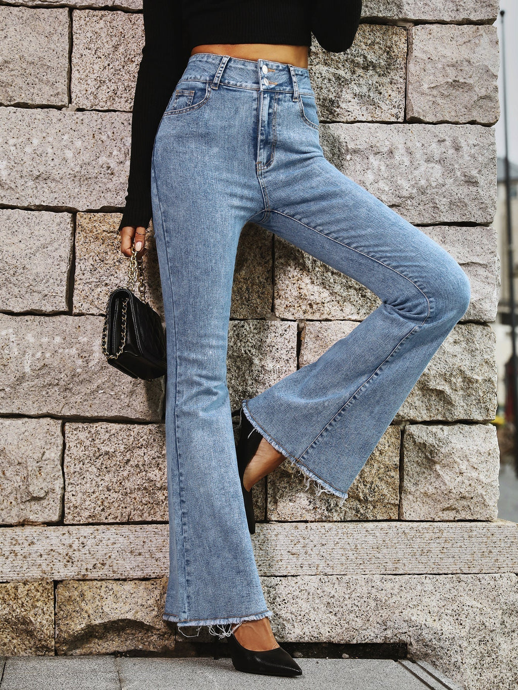 Casual Frayed Denim Trousers