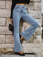 Casual Frayed Denim Trousers