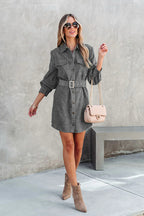 Catch Your Self Corduroy Button Up Mini Dress - 5 Colors