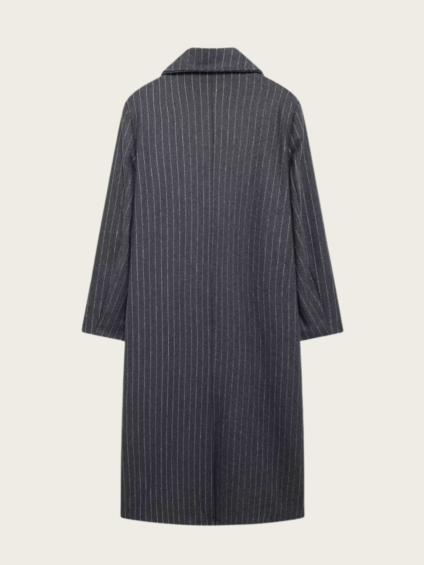 Kassidee Striped Lapel Long Coat