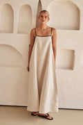 Maria Aesthetic Contrast Linen Maxi Dress Designer Edit