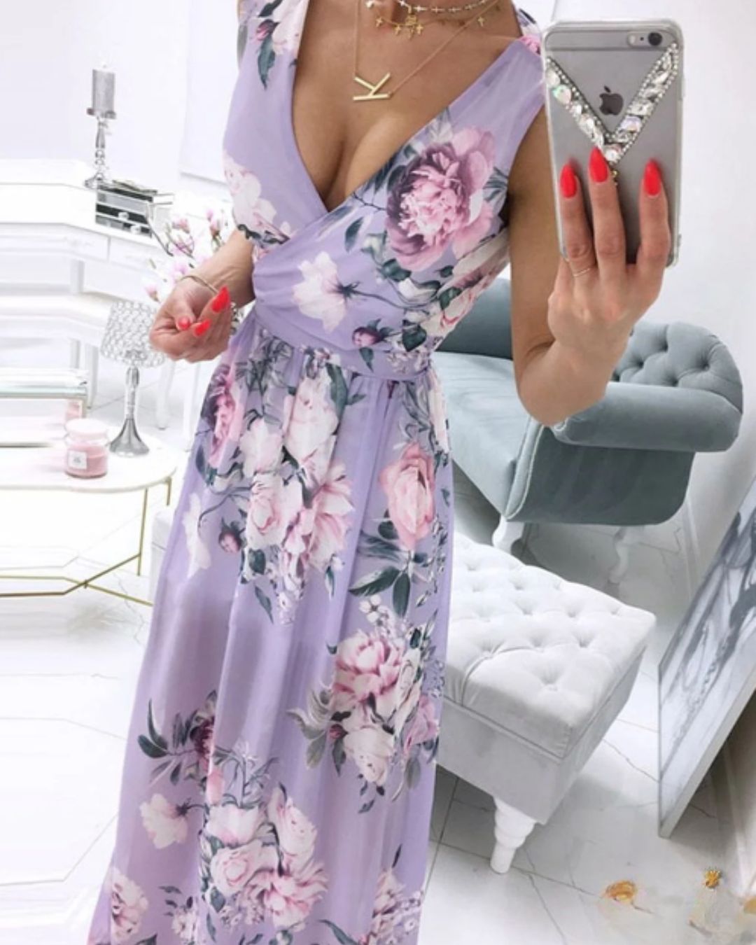 Julia Chic Sleeveless Beach Dress for Women with a Deep V Neck Premium Wardrobe Essential