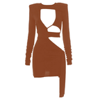 Hollow out long sleeve crewneck mini dress