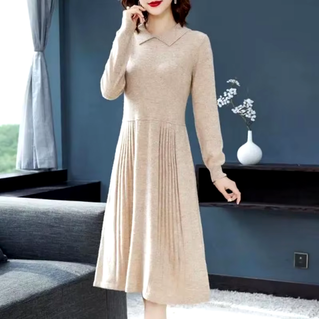 Lorena Boutique Knitted Dress with Collar for Women Premium Wardrobe Essential