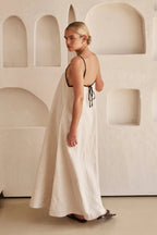 Maria Aesthetic Contrast Linen Maxi Dress Designer Edit