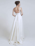 Elise Boutique Satin Wedding Dress with Square Neckline and Sleeveless Design Elevated Occasion Wear