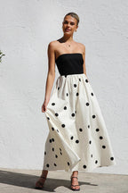 Darling Daylily Strapless Dot Maxi Dress