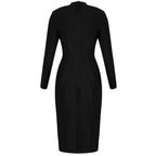 High Neck Long Sleeve Cut Out Over Knee Bandage Dress PP1103
