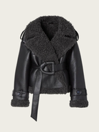Aditri Faux Leather Tie Jacket