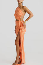Delia Asymmetrical Dress Orange