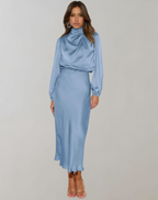 Charisse - Long - Sleeved Satin Dress