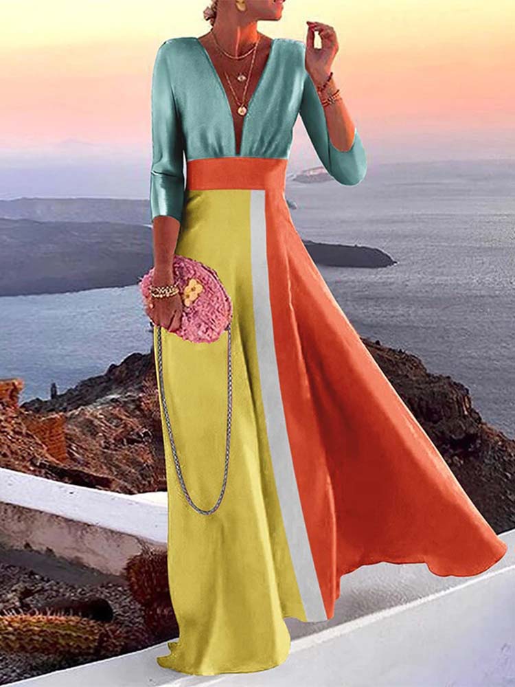 Fashion V-Neck Maxi Dress