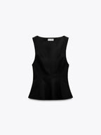 Slim-fit Square Collar Sleeveless Peplum Top