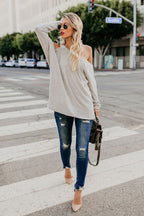 Daydream Lavender Cold Shoulder Long Sleeve T-shirt