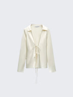 Ivory Charm Front-Tie Shirt