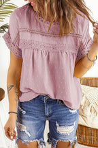 Every Summer Day Lace Dot Short Sleeve Top - 4 Colors