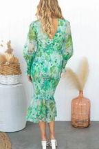 Rafaela Aesthetic Floral Print Midi Dress Elevated Occasion Wear