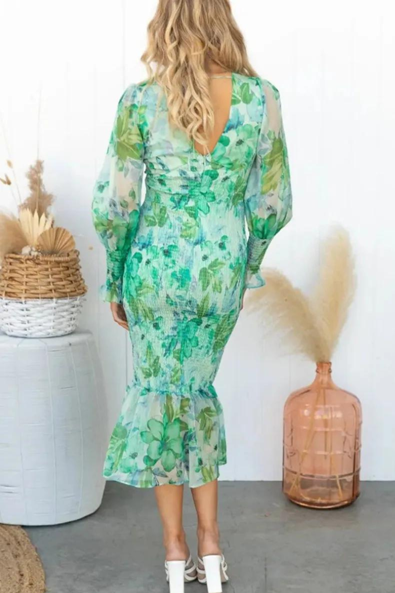 Jacinta Premium Floral Print Midi Dress Statement Occasion Edit