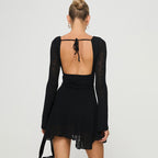 Cosmic Elegance V Neck Dress Black