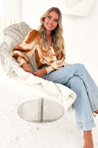 Help You Out Print Collared Long Sleeve Top - 3 Colors