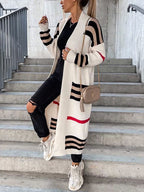 Long Striped Knit Cardigan