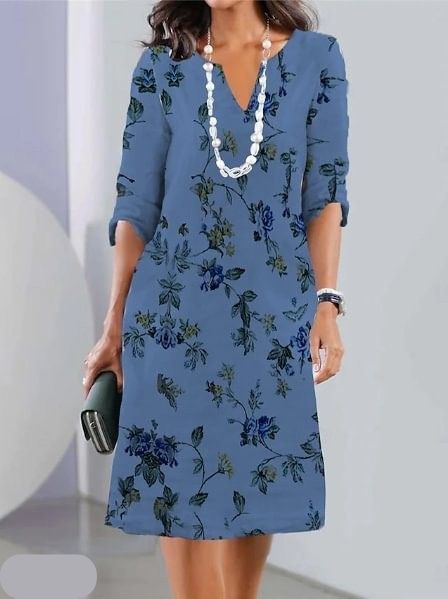 Malena Effortless Floral Print Double Tunic Dress Elevated Occasion Wear