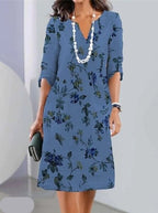 Malena Effortless Floral Print Double Tunic Dress Elevated Occasion Wear