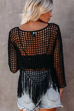 Bonjour To You Hollow-Out Tassel Top - 2 Colors