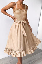 Gabriella Tie-waist Ruffled Midi Dress - 2 Colors