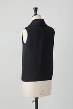 Black Sleeveless Pleat Detail Top