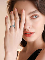 Double Moon Geometry Ring Gemstone Ring
