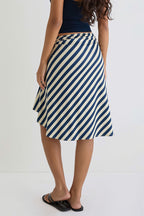 Elegant Striped Irregular Midi Skirt