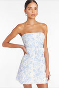 Strapless Belted Bodycon Mini Floral Dress