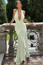 Deep VNeck Sheer Back Party Dress