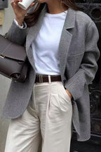 Minimalist Solid Color Tailored Coat