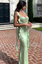 Ribbon Backless Sleeveless Split Maxi Dress