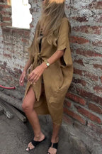 Solid Color Loose Knotted Casual Kimono